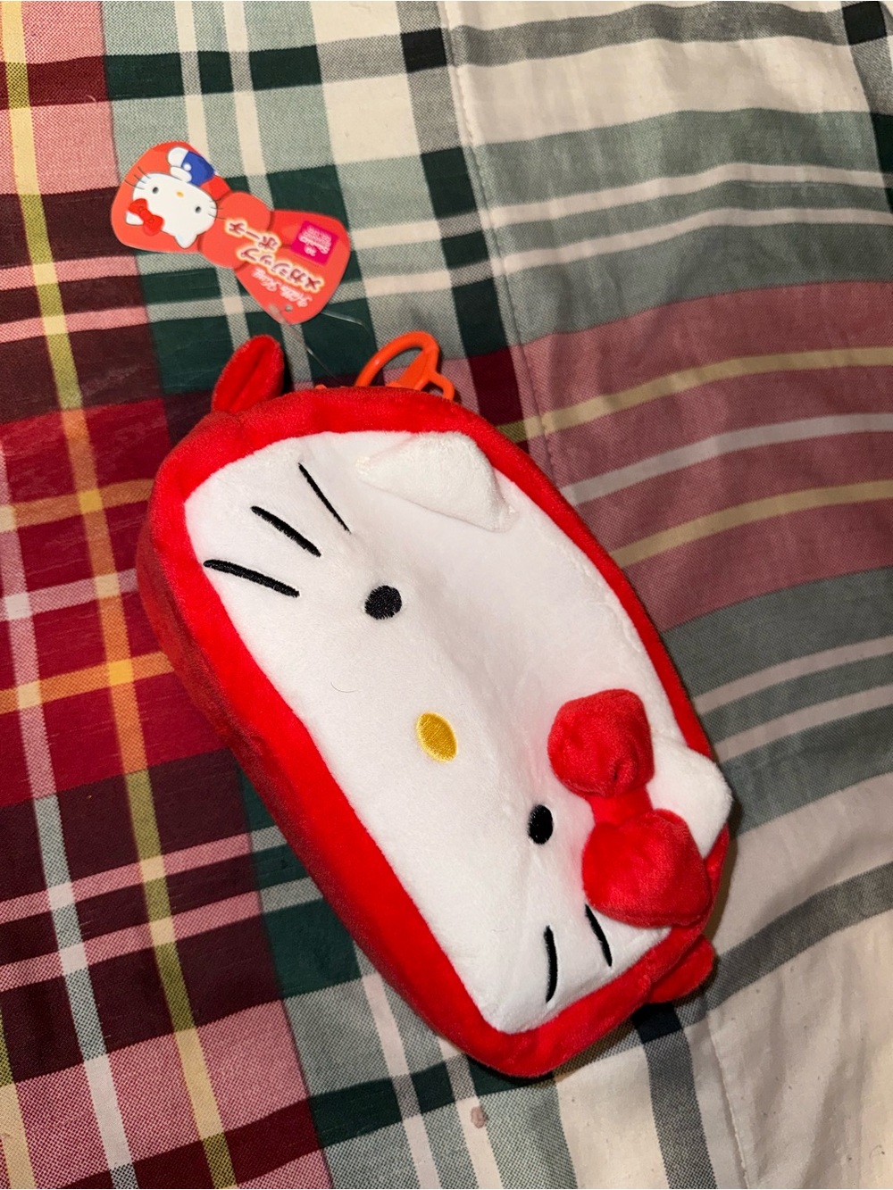 Hello Kitty Red & White Plush Coin Pouch with Bow